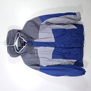 Columbia Bugaboo Jacket Boys 14/16 Blue Gray Omni-Tech Shell Waterproof Hooded